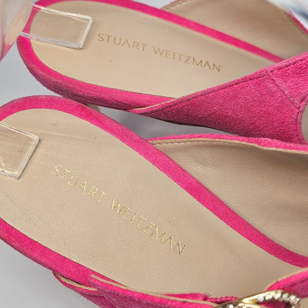 Stuart Weitzman Dazzle 75 Mule Pink Suede Crystal Buckle Mary Jane Heels‎ 6.5 - Picture 10 of 10